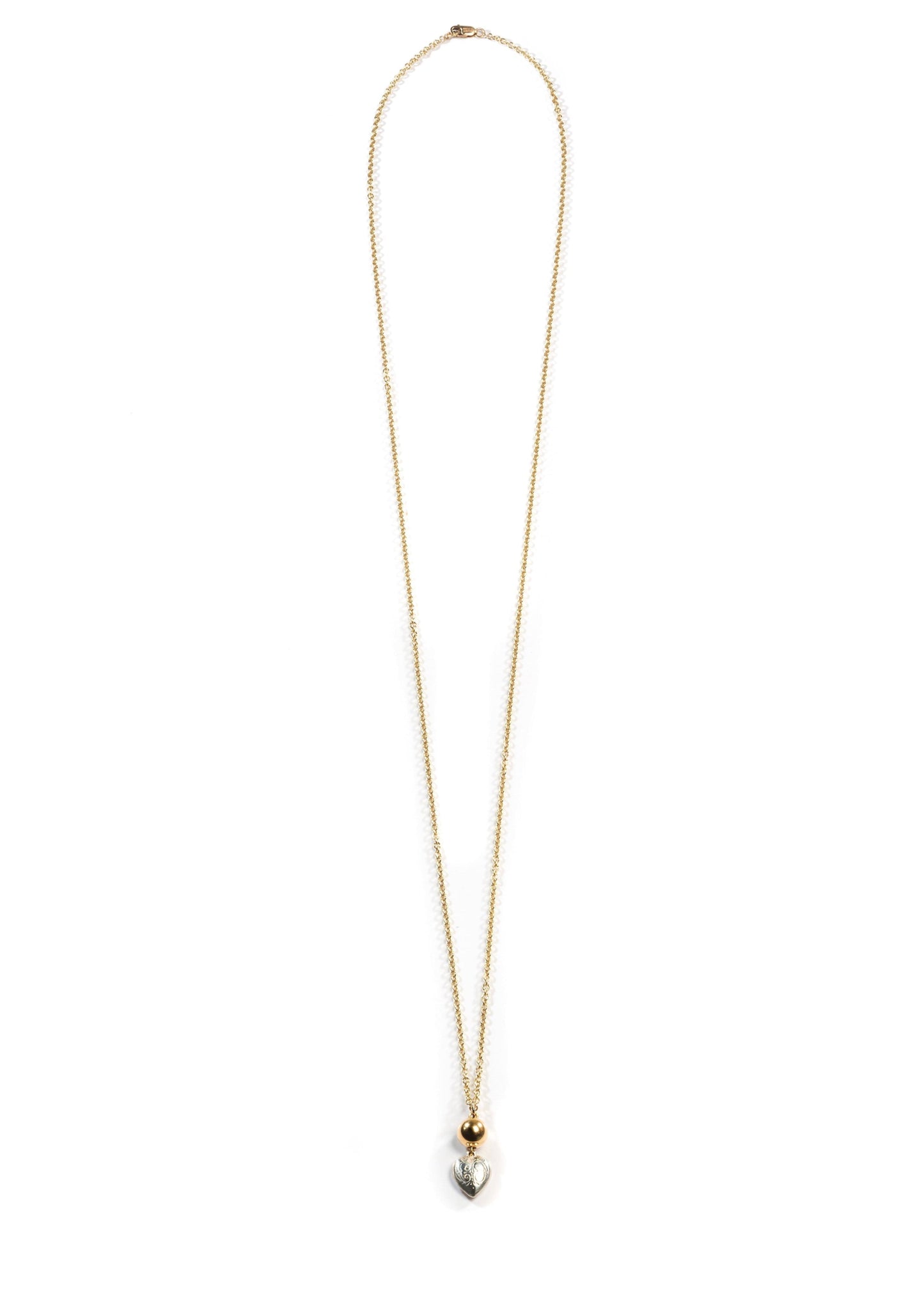 9ct Gold with Silver Heart Long Necklace