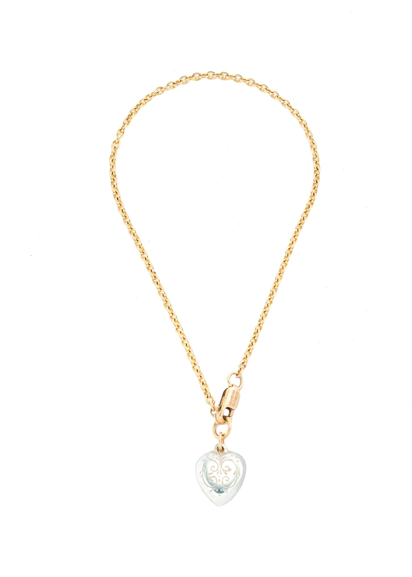 9ct Gold Bracelet With Silver Heart