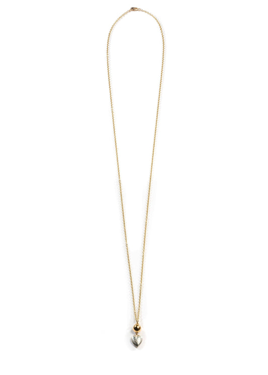 9ct Gold with Silver Heart Long Necklace