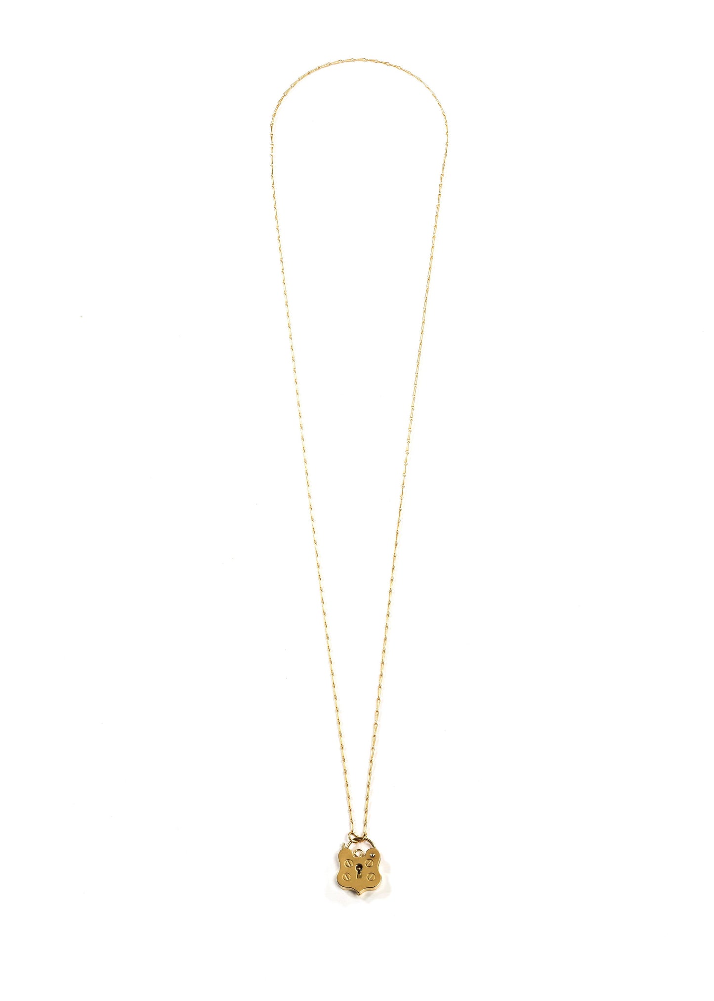 9ct Gold Vintage Shield Padlock Necklace