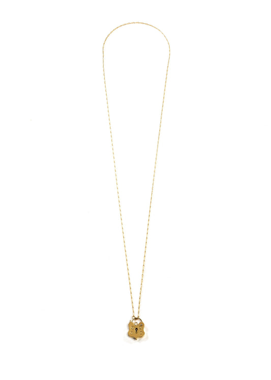 9ct Gold Vintage Shield Padlock Necklace
