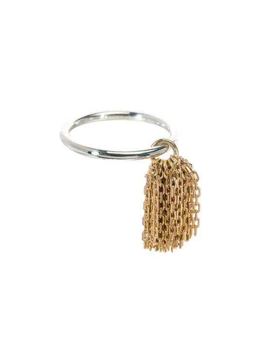 Silver 2mm Ring with 9ct Gold Pom Pom