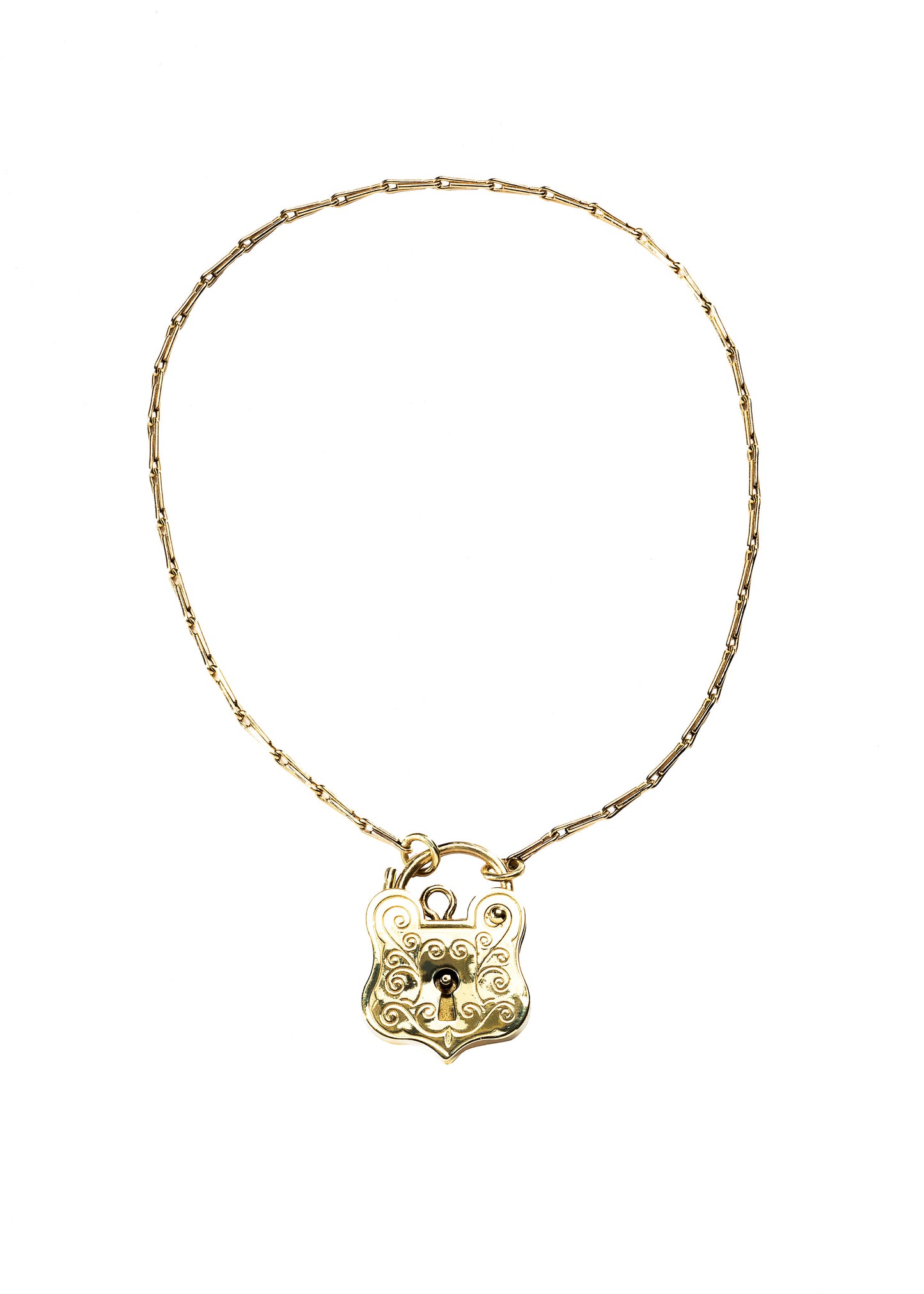 9ct Gold Large Engraved Vintage Shield Padlock Bracelet