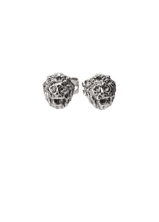 Silver Lion Earrings